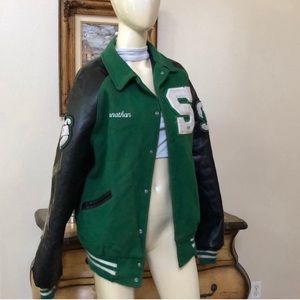 Vintage Green Varsity Letterman Jacket